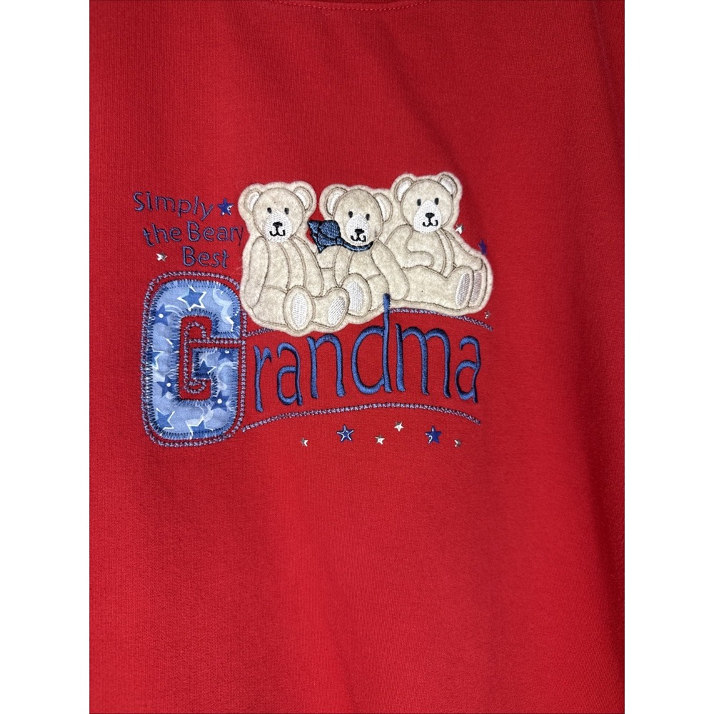 Vtg 90s Simply The Beary Best Sweatshirt Grandma L Embroidered Mc Sportswear